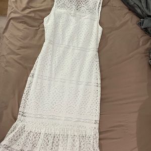 Francesca white lace above knee length dress